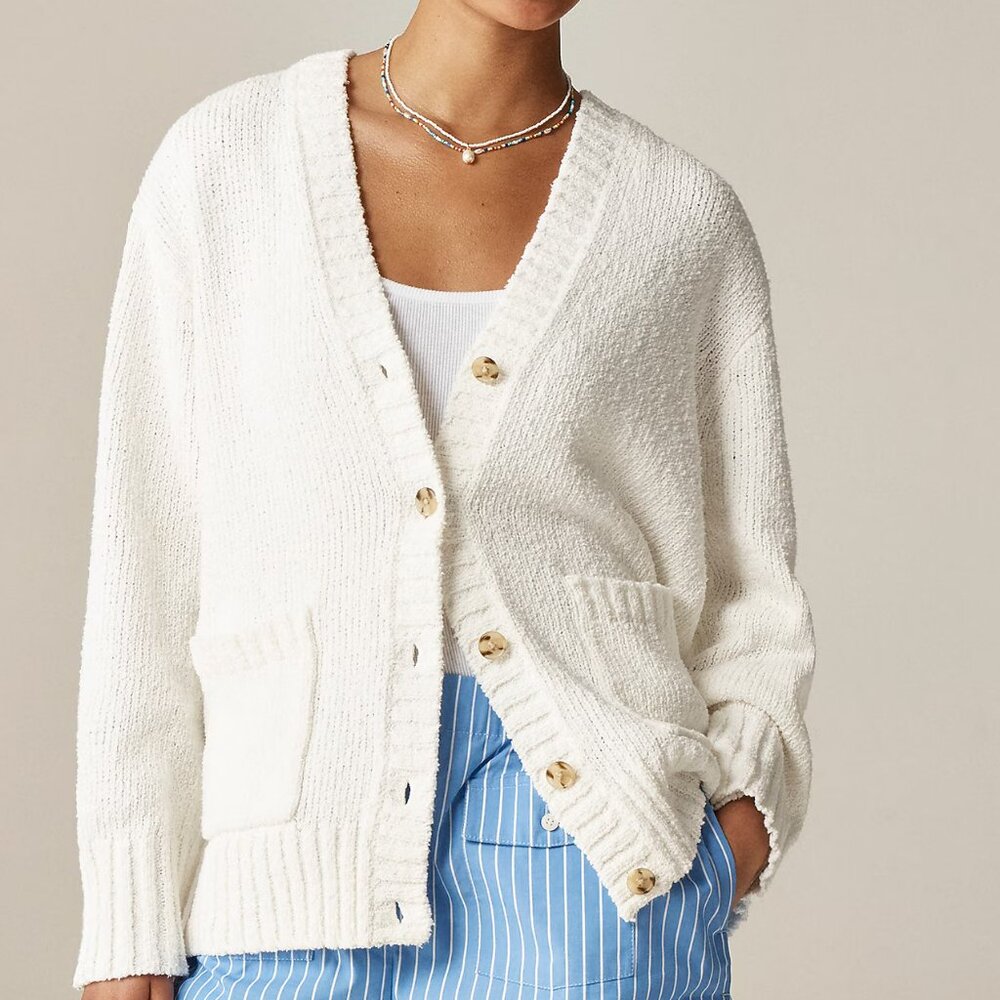 NWT J Crew Marina V-neck Cardigan White S